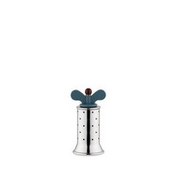 photo pepper mill in 18/10 polished stainless steel with pa fins, light blue 1